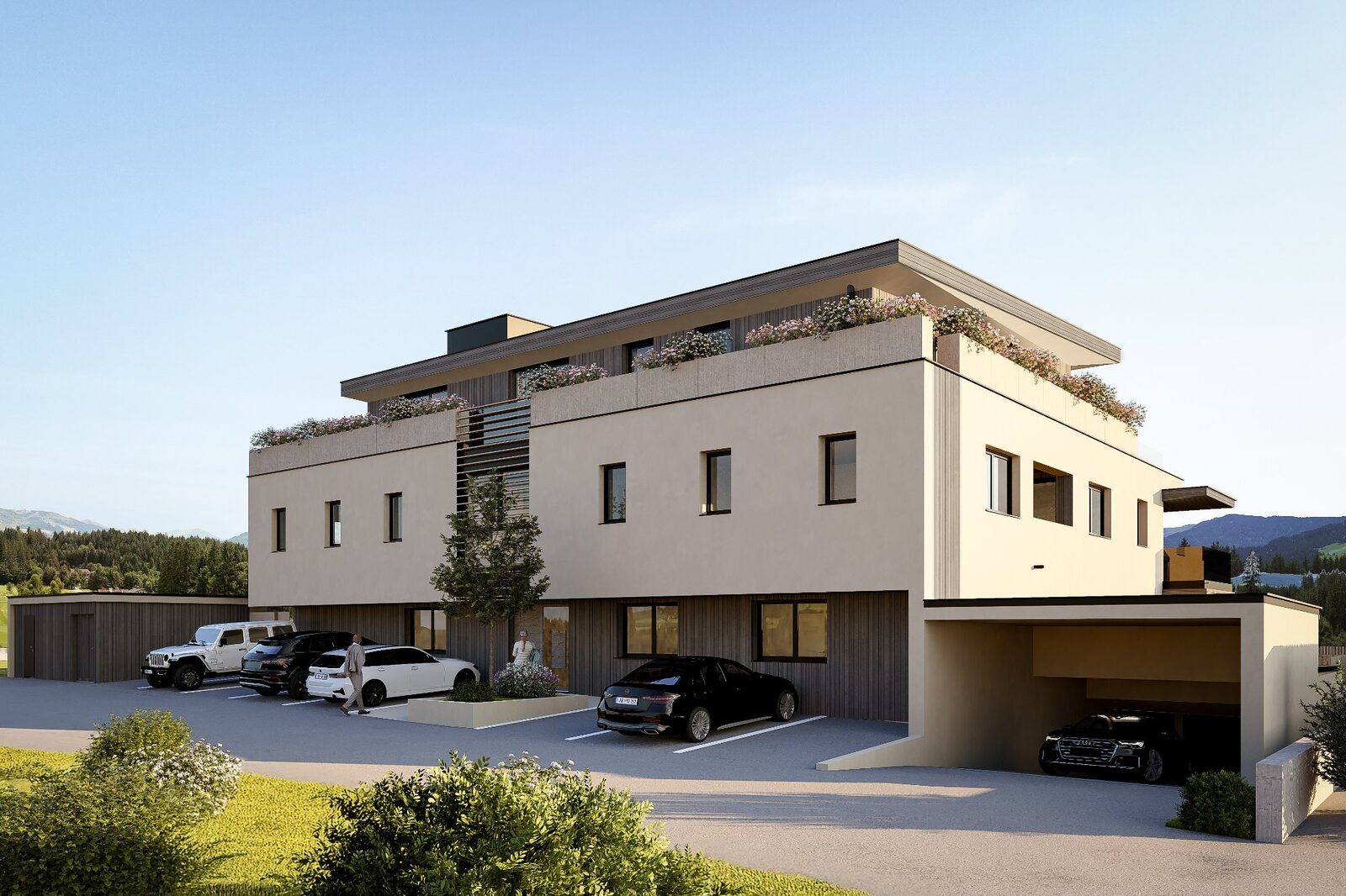 Eingangsbereich mit Stellplätzen